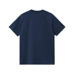 S/S Script Embroidery T-Shirt - Jupiter/White