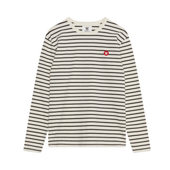 Mel Long Sleeve GOTS Red Double A Logo - Off-white/Black Stripe