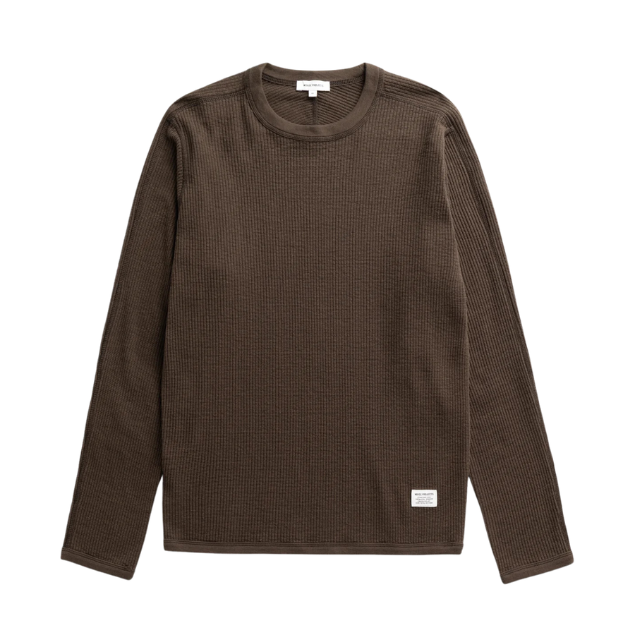 Stevns Cotton Hemp Military Rib LS T-Shirt - Delicioso Brown