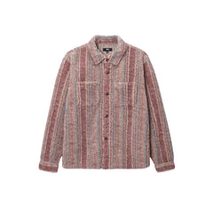 Stripe Sherpa Shirt Berry