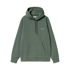 Hooded Script Embroidery Sweat - Park/White